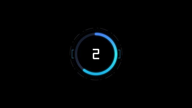 Abstract circular digital loading progress bar with number one count 4k Video
