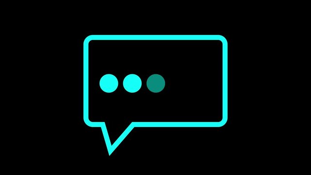 Gray color massage icon on white screen.flat ui element 4K video loader motion graphic. Messenger waiting animated indicator g if with typing or thinking dots slowly pulsing inside of it.
