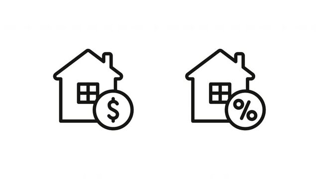 real estate house building icon animation buy investment mortgage loan video footage motion graphics
