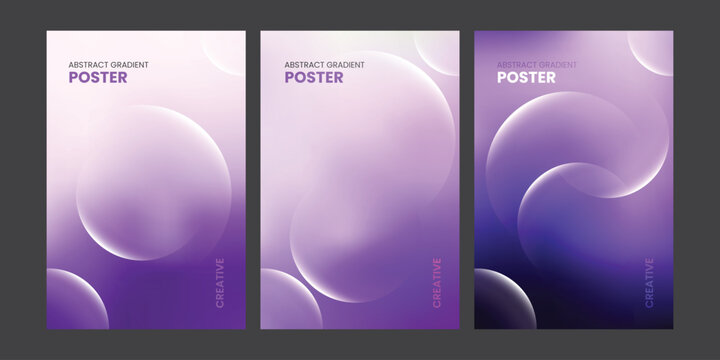 Modern Purple Abstract Gradient Fluid Poster Background with Soft 3D Curves