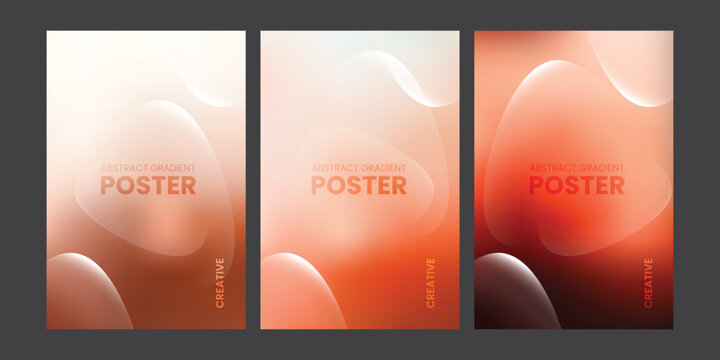 Modern Orange Abstract Gradient Fluid Poster Background with Soft 3D Curves