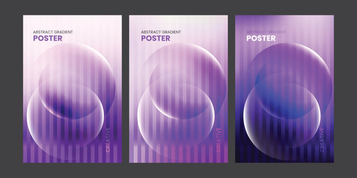 Modern Purple Abstract Glass Sphere Gradient Poster Background Template Set