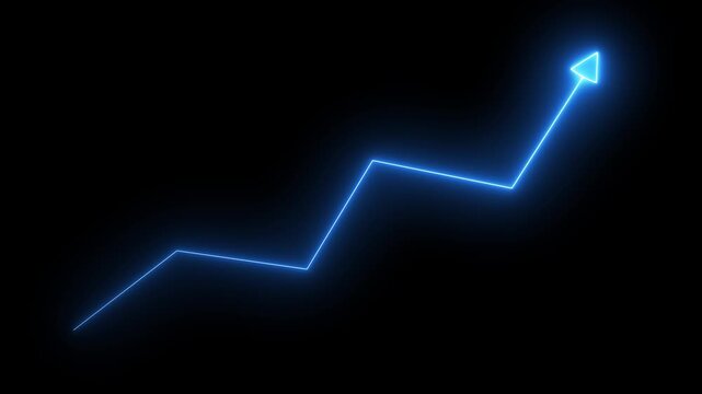 Abstract neon arrow growth , success concept. Profit growing icon animation. Growing business graph symbol .