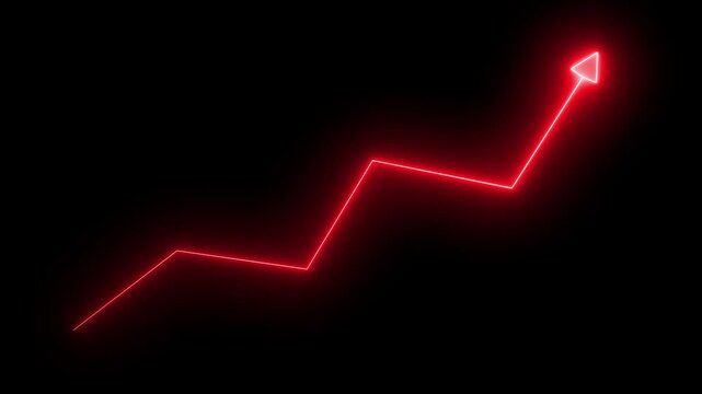 Abstract neon arrow growth , success concept. Profit growing icon animation. Growing business graph symbol .