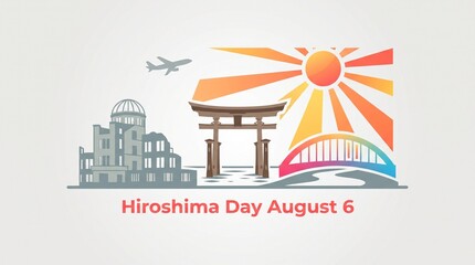 Naklejka premium Hiroshima day illustration with peace symbols