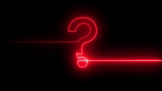Neon glowing loop Question mark sign Question mark icon asking icon animation.4k resolution abstract advice. 4k video
