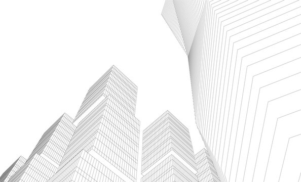Architectural buildings in the city. Vector 3d illustration
