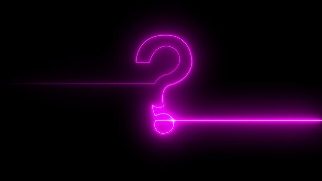 Neon glowing loop Question mark sign Question mark icon asking icon animation.4k resolution abstract advice. 4k video