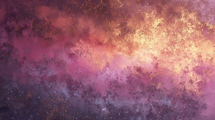 Fototapeta premium Purple and gold abstract background with textured hazy gradient, dreamy blurred color blend, luxurious metallic tones, soft atmospheric glow, elegant artistic backdrop for branding, advertising, prese