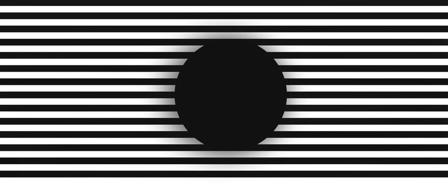 Abstract Black and White Striped Geometric Background with Circle