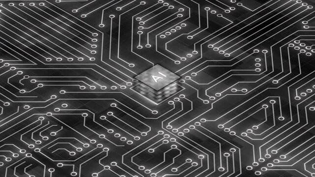 Artificial intelligence chip on a complex circuit board
