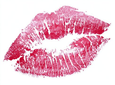 kiss mark, lipstick print, pink and red colors, clip art style, white background