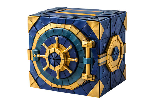 Highly Detailed 3D Origami Vault with Precision Locking Geometry Isolated on Transparent PNG