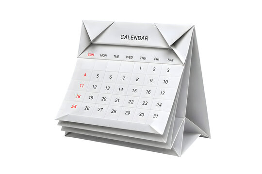 Paper Origami Calendar with Folded Flip Pages Isolated on Transparent PNG