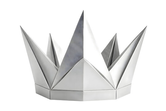 Origami Crown Sculpted from Black and White Paper Folds Isolated on Transparent PNG