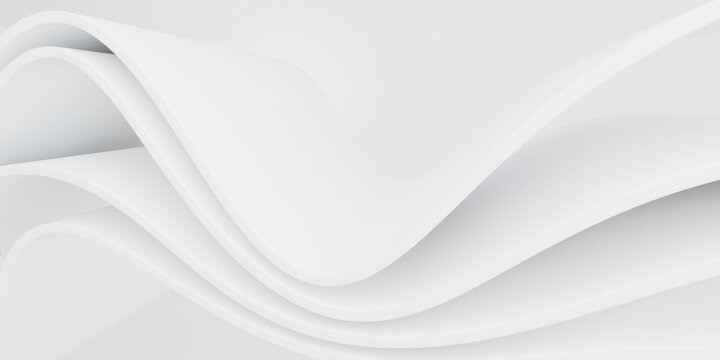 Elegant white wave abstract background with soft curved architectural lines and smooth gradients for modern minimalist design.