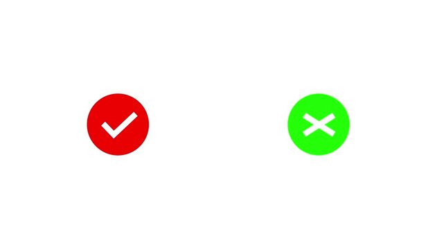 Animated green check mark and red cross symbol. footage of yes or no, true or false 4k&nbsp;Video&nbsp;