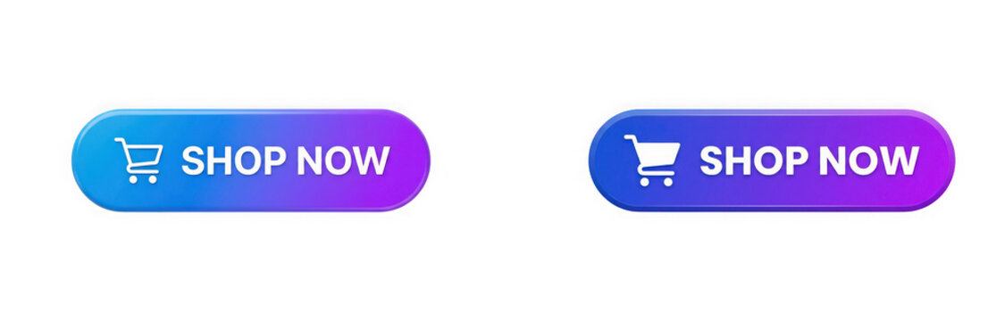 Shop now button with shopping cart icon isolated on transparent background