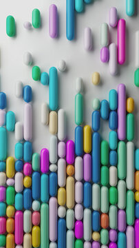 Colorful pastel glossy capsules abstract background