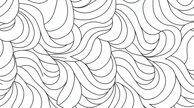 Curved black lines abstract waves seamless pattern monochrome flowing modern minimal decorative background design create dynamic and elegant visual effect for contemporary projects