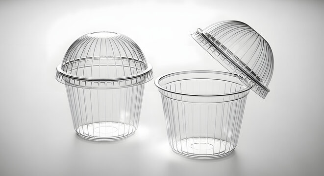 Clear plastic dessert cups with domed lids