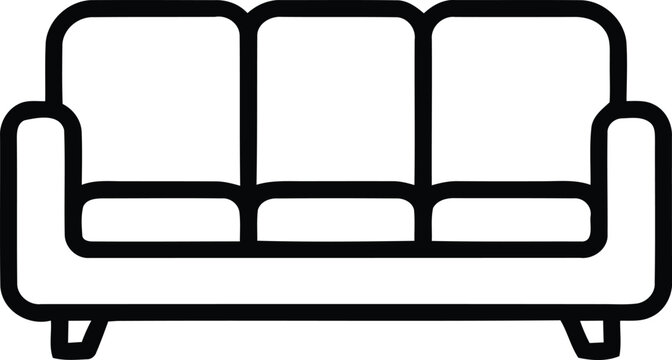 Modern three-seater sofa outline vector illustration