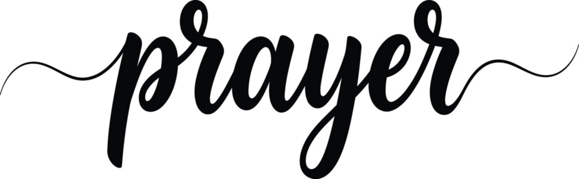 Prayer Hand Lettering Calligraphy Text with Decorative Swirl Black Typography Vector Isolated on Transparent Background