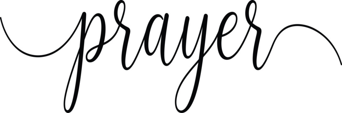 Prayer Hand Lettering Calligraphy Text with Decorative Swirl Black Typography Vector Isolated on Transparent Background