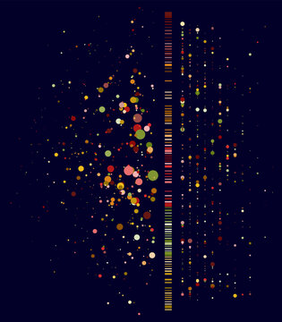Abstractly arranged dots are connected by lines