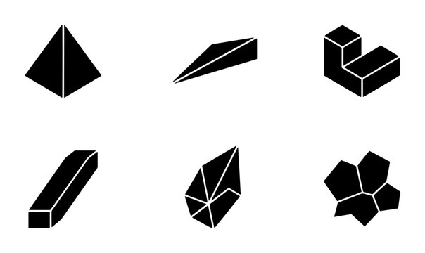 70 Geometric Shapes Collection, 3D Forms Vector Icons, Abstract Objects Set, Minimalist Design Elements for Technical Graphics 100