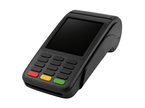 Modern payment terminal isolated on transparent background