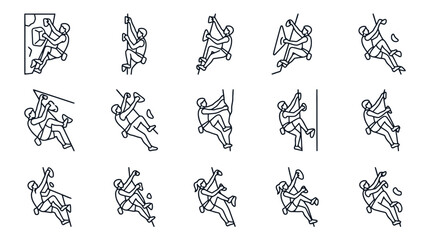 Climbing Icons Set: Diverse Bouldering and Rock Climbing Poses © excange