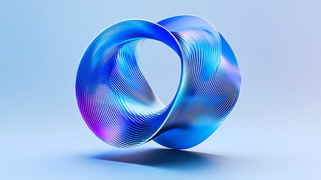 Abstract blue gradient mesh elegant twisted shape smooth metallic texture modern 3D render vibrant light reflection futuristic design creative digital art dynamic motion