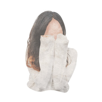 Soft Pastel Cute Woman Watercolor Illustration Transparent PNG