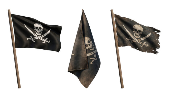 Pirate flag illustration isolated on white background for commercial design