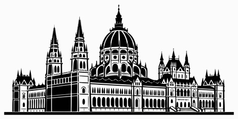 Intricate gothic architectural silhouettes, black ornate church isolated gothic architecture © zon
