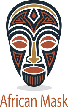 African trabal mask logo icon vector white background .