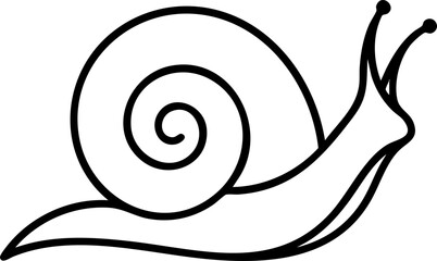 Black and white outline vector illustration of a garden snail with illustration wildlife crawling © ROP