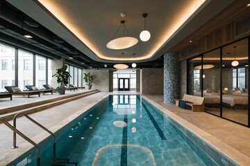 Obraz premium Interior of wellness modern spa centre with swimming pool
