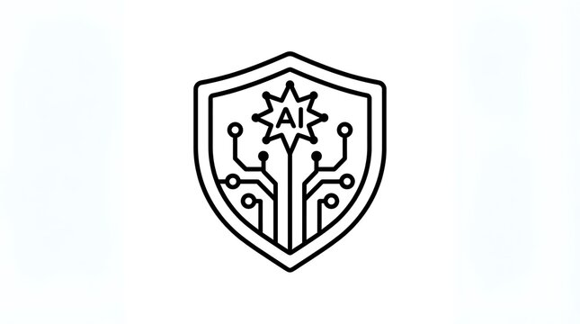 AI Cybersecurity Shield Icon for Data Protection