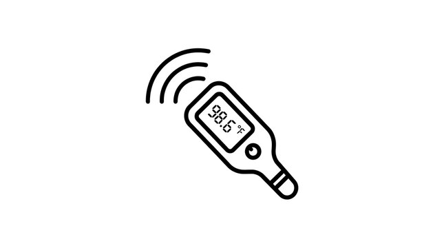 Digital Thermometer Icon with 98.6 Degree Temperature Reading