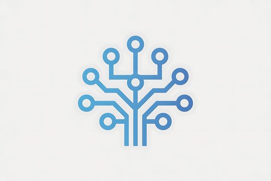 Abstract blue circuit tree logo on white background high resolution picture