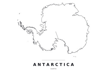Antarctica Continent Map with Coastline and Name, Editable Line Vector © VT Studio