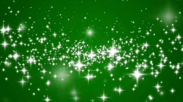 Green background, with floating sparkling, stars, magical particle, motion effect for, holiday celebrations and, festive motion projects
