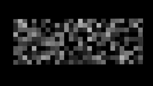 Gray pixel block distortion visual with black space, mosaic texture, and digital glitch style. Perfect for tech transitions, error screens, retro intros, broken signal videos, and motion overlays.