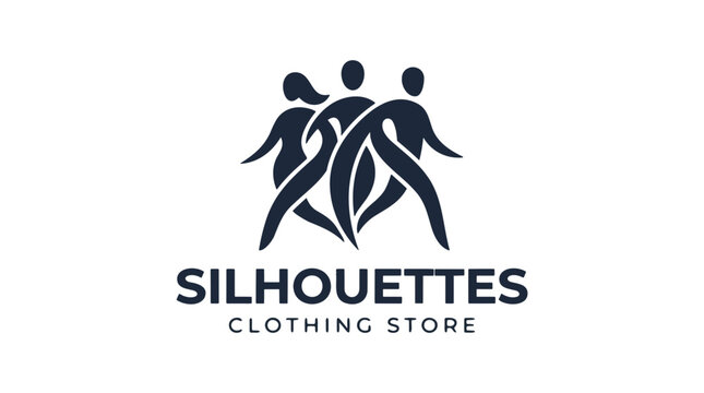 A male and female silhouette dance together, representing a dynamic and stylish clothing store.