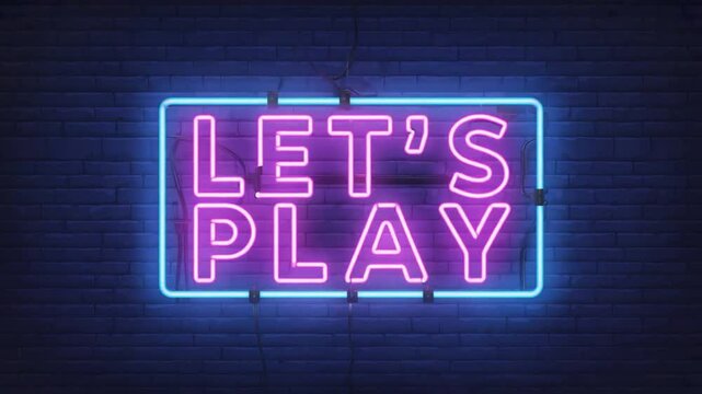 Neon sign of let's play.