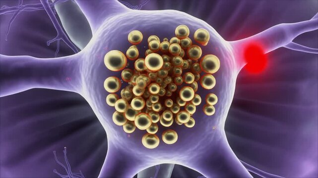 Hippocampal Synapse Releasing Neurotransmitter Vesicles Beneath Transparent Brain Layers for Neuroscience Education