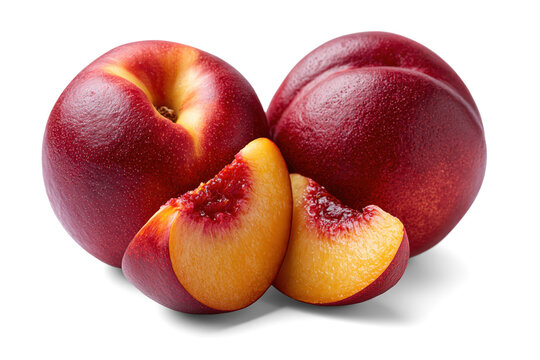 Ripe Red Peaches On White Background