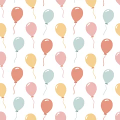 Seamless pattern with colorful air balloons. Cute vector illustration for birthday, party, holiday, baby shower, wrapping paper, textile design. Simple repeating background for kids. © Irina Avdeeva